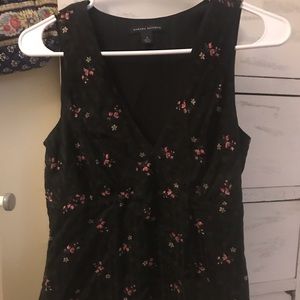 Black floral blouse banana republic